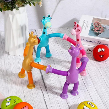 1 Pcs Of Giraffe Pop Tube Sensory Fidget Toy | Animal Pop Tubes Cartoon Giraffe Suction Cup Toys Kids | Stress Relief Squeeze Toys