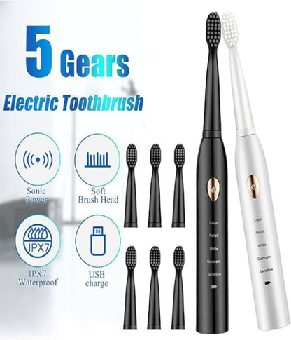 5 Modes Electric Toothbrushes For Adults Kids | Smart Timer Usb Charge Rechargeable Whitening Toothbrush Waterproof (random Color)