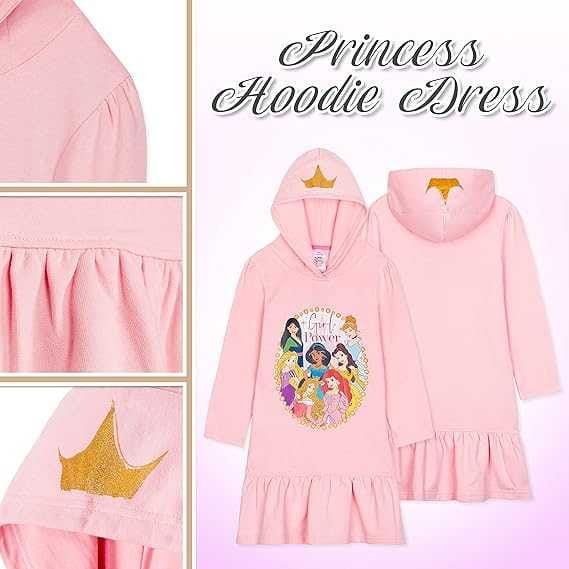 Disney Princess Hoodie Dress for Kids 4 5 Years Soft Comfy Girls Gifts