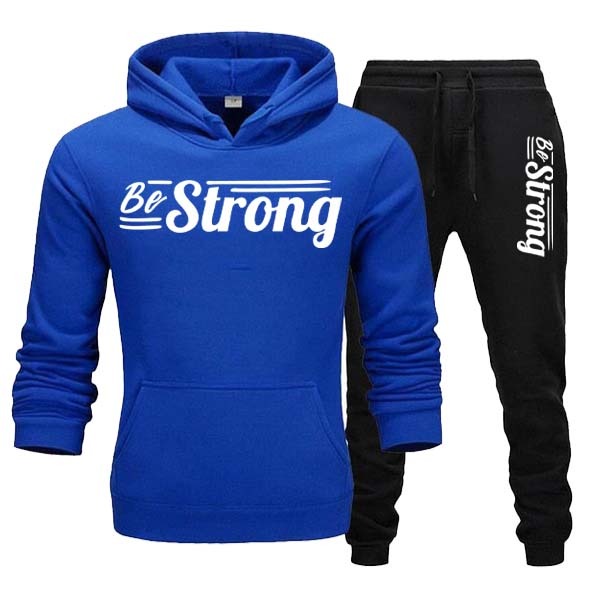 Be Strong Style Printed Winter Hoodie Trouser Tracksuits For Mens