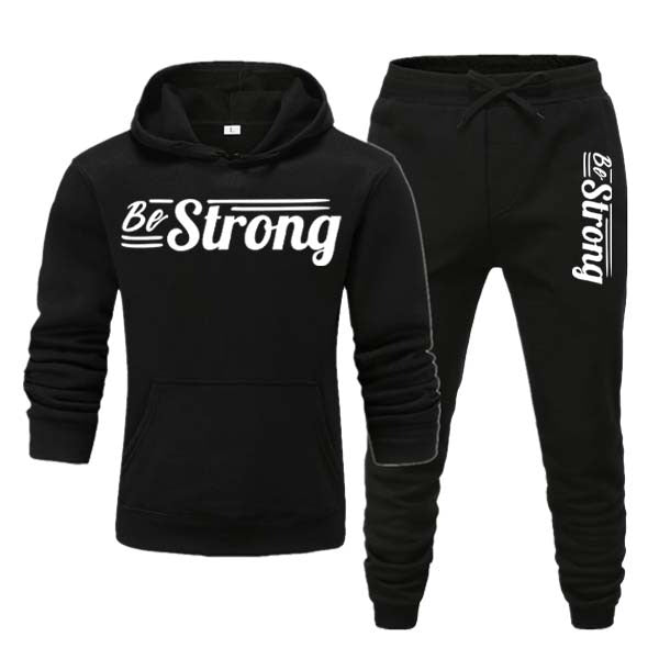 Be Strong Style Printed Winter Hoodie Trouser Tracksuits For Mens