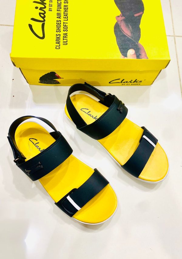 (black & Yellow ) Comfortable soft Clarks Sandle’s For Men