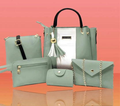 Cynthetic Leather 5pcs Set Ladies Bag Without Long Chain