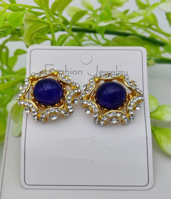 Imported Dual-toned Radiant Stud Earrings – A Fusion Of Elegance And Glam