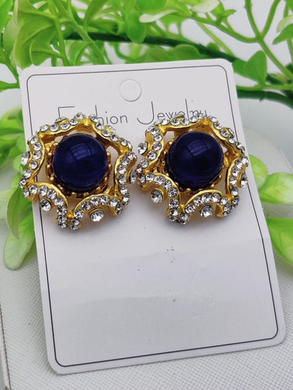 Imported Dual-toned Radiant Stud Earrings – A Fusion Of Elegance And Glam