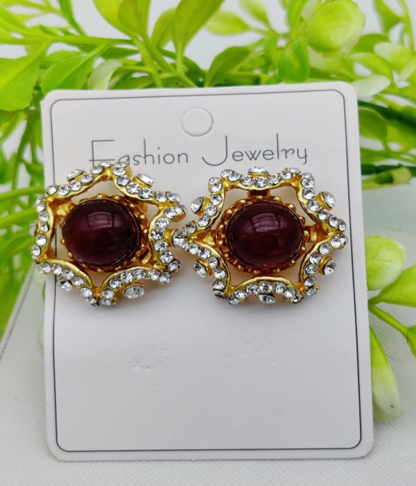 Imported Dual-toned Radiant Stud Earrings – A Fusion Of Elegance And Glam