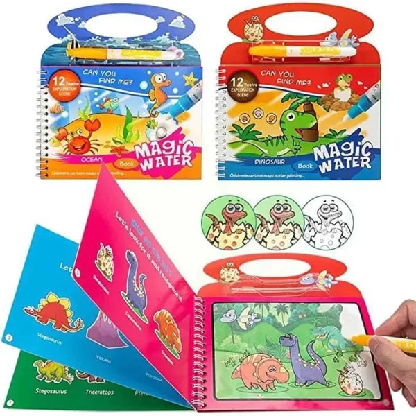 Magical Drawing Books With Pen, Water Reveal Activity Book For Kid (random Design Books)