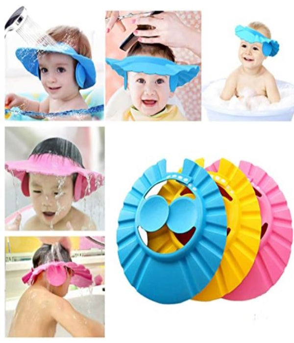 Adjustable Baby Shower Cap – Kids Water Shower Cap With Earpiece Covering And Shopper Packing (mix/random Color)