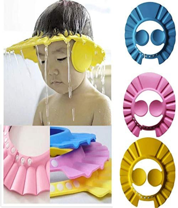 Adjustable Baby Shower Cap – Kids Water Shower Cap With Earpiece Covering And Shopper Packing (mix/random Color)