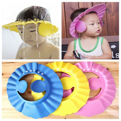 Adjustable Baby Shower Cap – Kids Water Shower Cap With Earpiece Covering And Shopper Packing (mix/random Color)