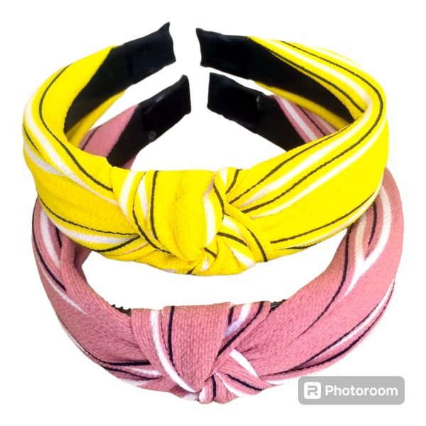 (pack Of 2) Girls Hair Band Yellow & Pink