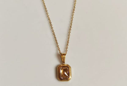 Zirkon Nug With Golden Chain Pendent | Adjustable Size Necklace For Girls & Women